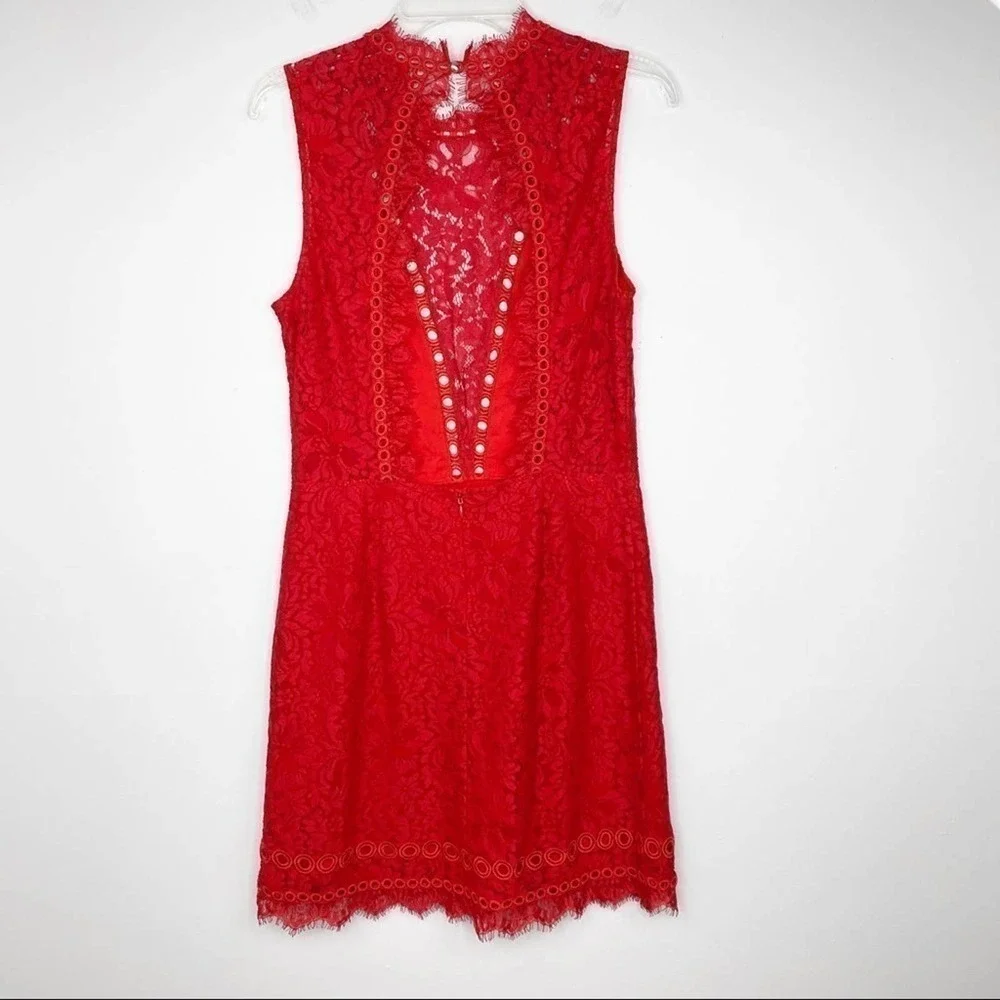SAYLOR Free People Red Lace Cut Out Mini Dress Size Large